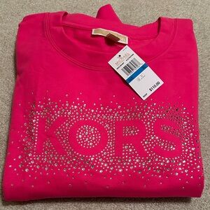 Michael Kors Hot Electric Pink Rhinestone KORS Sweatshirt NWT size XL